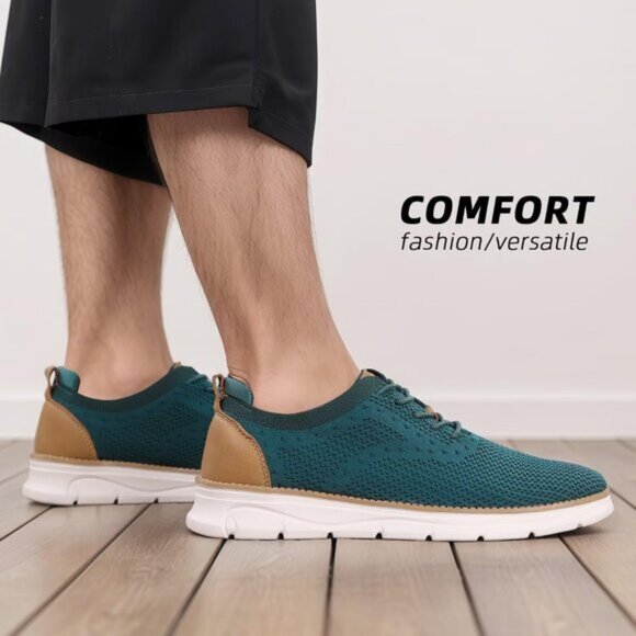 ⚡Men's Z53 Turquoise Mesh Casual Walking Business Oxfords Lightweight Sneakers - Picture 2 of 7